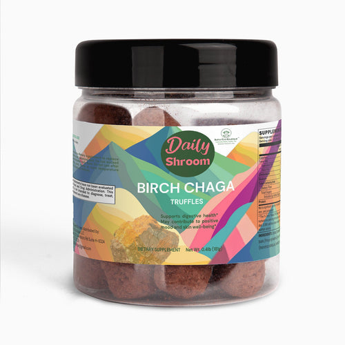 Jar of birch chaga truffles.