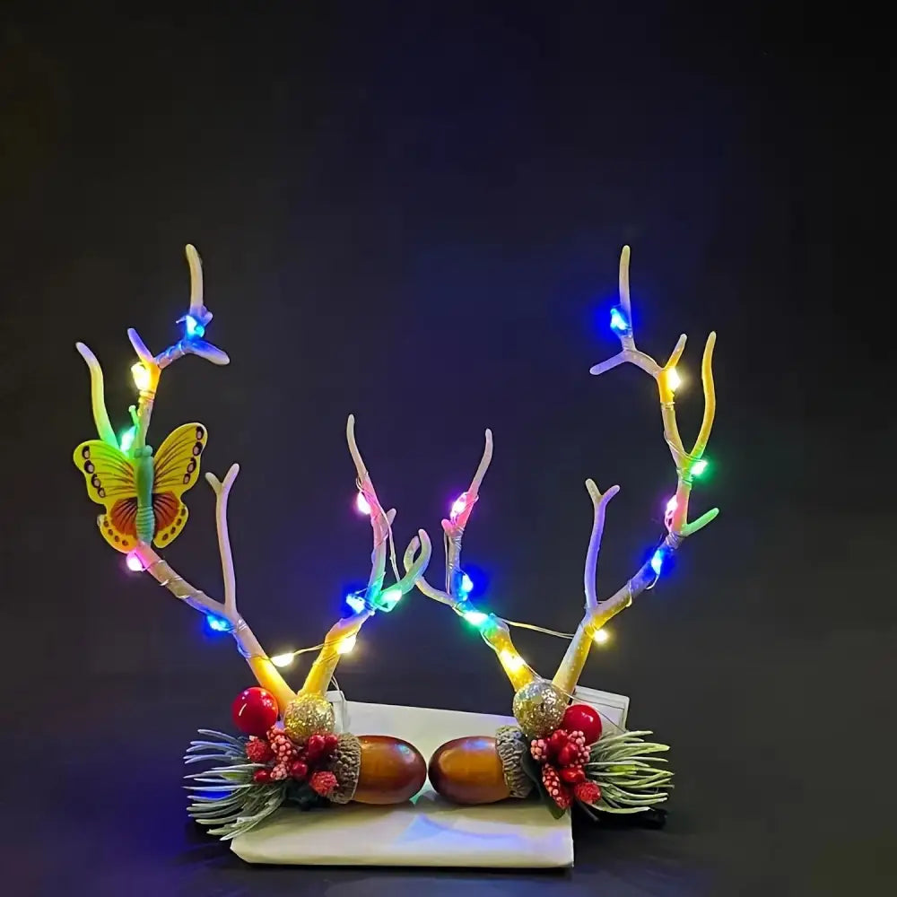 1 Pair of Exquisite Deer Antlers Hair Clips - Festive Holiday Decorations & Flash Headgear Perfect Small Gifts for New