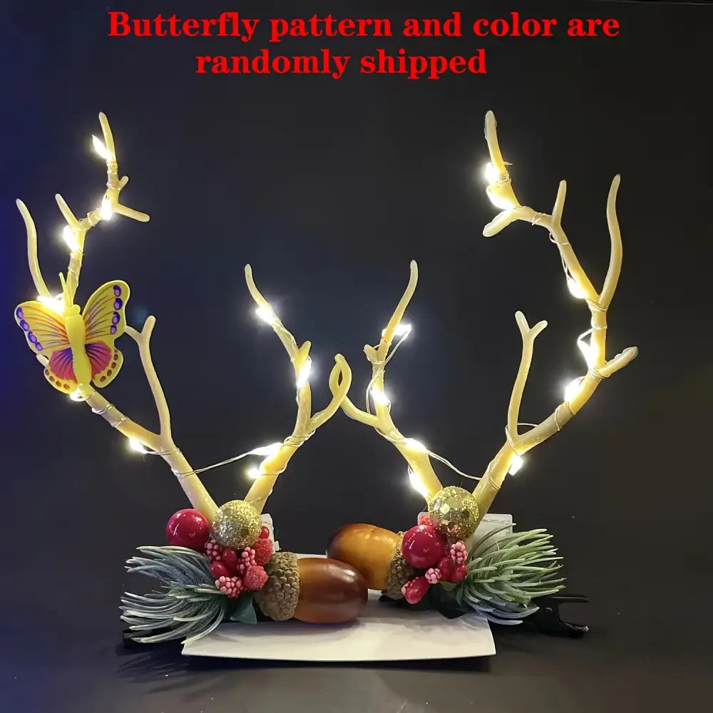 1 Pair of Exquisite Deer Antlers Hair Clips - Festive Holiday Decorations & Flash Headgear Perfect Small Gifts for New