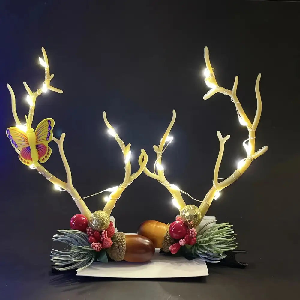 1 Pair of Exquisite Deer Antlers Hair Clips - Festive Holiday Decorations & Flash Headgear Perfect Small Gifts for New