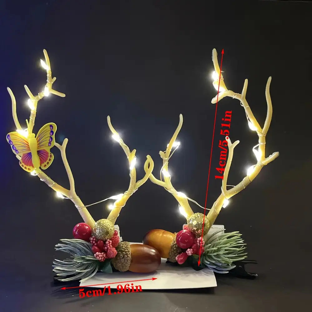 1 Pair of Exquisite Deer Antlers Hair Clips - Festive Holiday Decorations & Flash Headgear Perfect Small Gifts for New