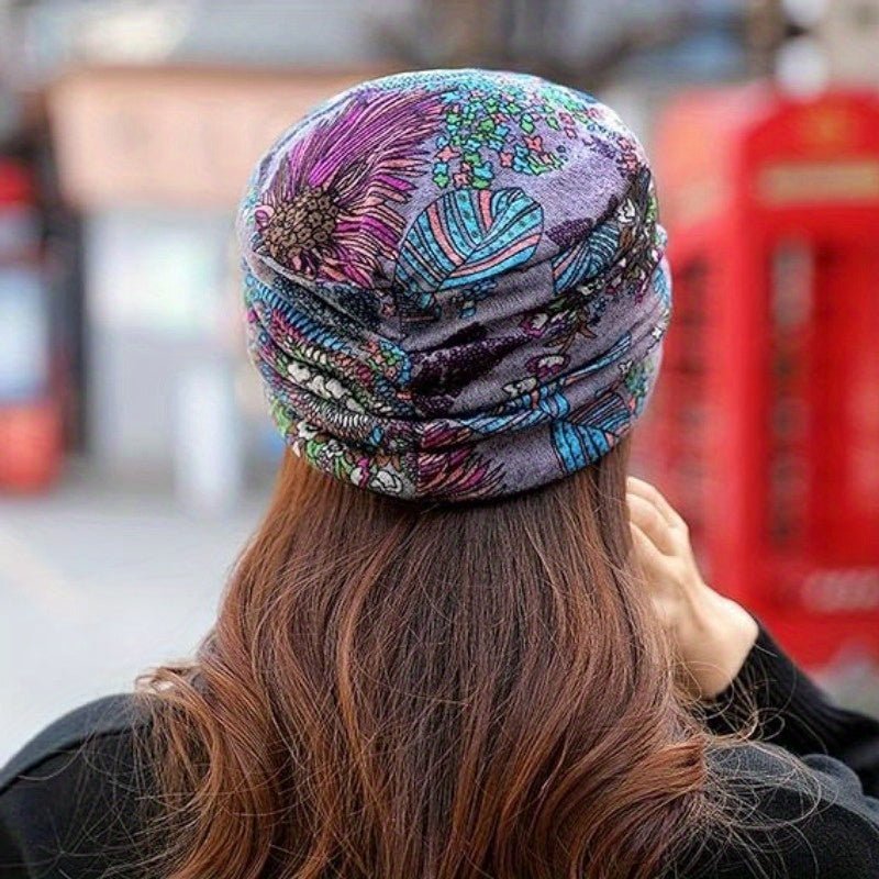 accessories - 1 pc Vintage Flower fashionable, and versatile Print Newsboy Hat Classic Ruched Sun Hats Lightweight Peaked Cap For Women, Comfortable, lightweight - Boho Eco Boutique™ - accessories - Boho Eco Boutique™ - Black - 