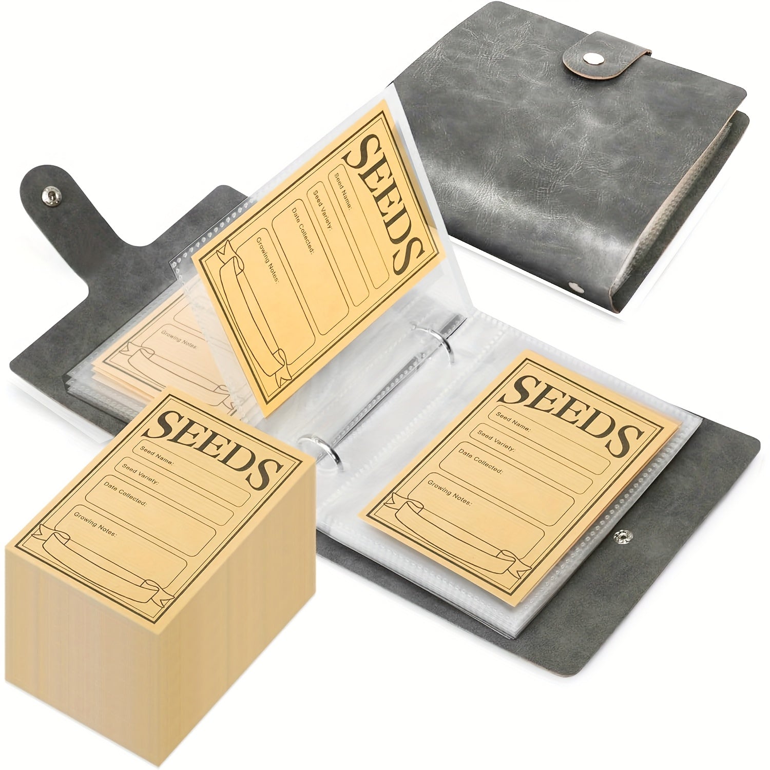 1 Set Garden Seeds Storage Organizer – Seed Organizer Binder with 50 Self-Sealing Seed Envelopes | Seed Packet