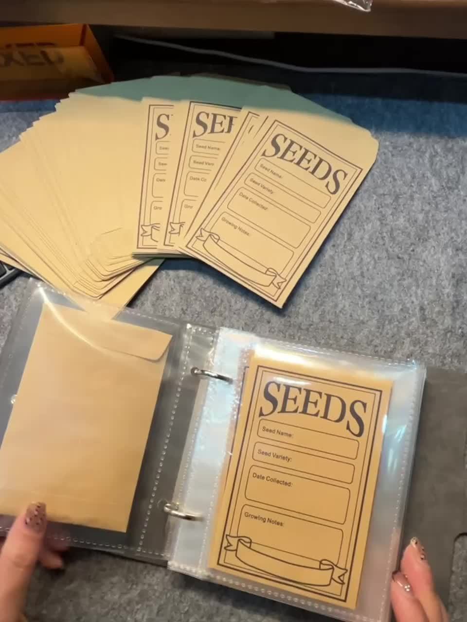 1 Set Garden Seeds Storage Organizer – Seed Organizer Binder with 50 Self-Sealing Seed Envelopes | Seed Packet