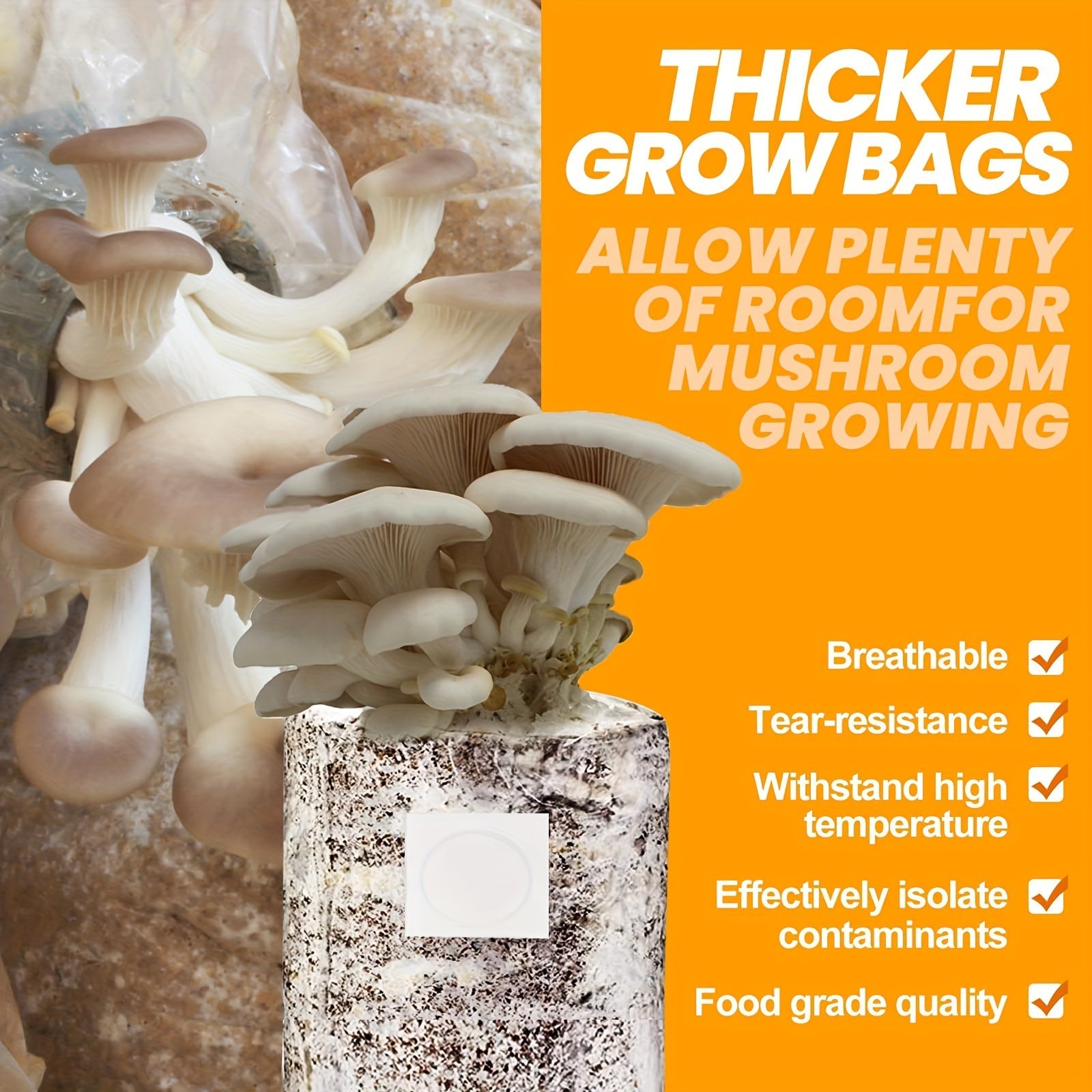 10/20/30 Extra Thick Mushroom Grow Bags – 8’’X 5’’X 20’’ with 0.2 Micron Filter Tear-Resistant and Sterilizable
