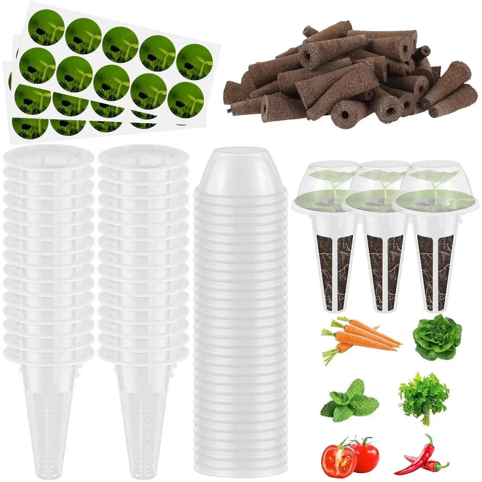 120Pcs Hydroponic Garden Accessories Pod Set – Reusable Plant Pod Kit for Hydroponic Growing - Set / United States