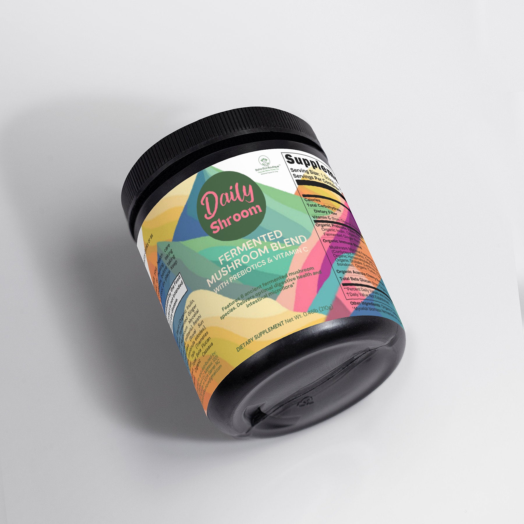 Daily Shroom 100% Organic Fermented Mushroom Blend with Prebiotics & Vitamin C - Non-GMO Natural Supplement for Immune Support, Gut Health & Energy