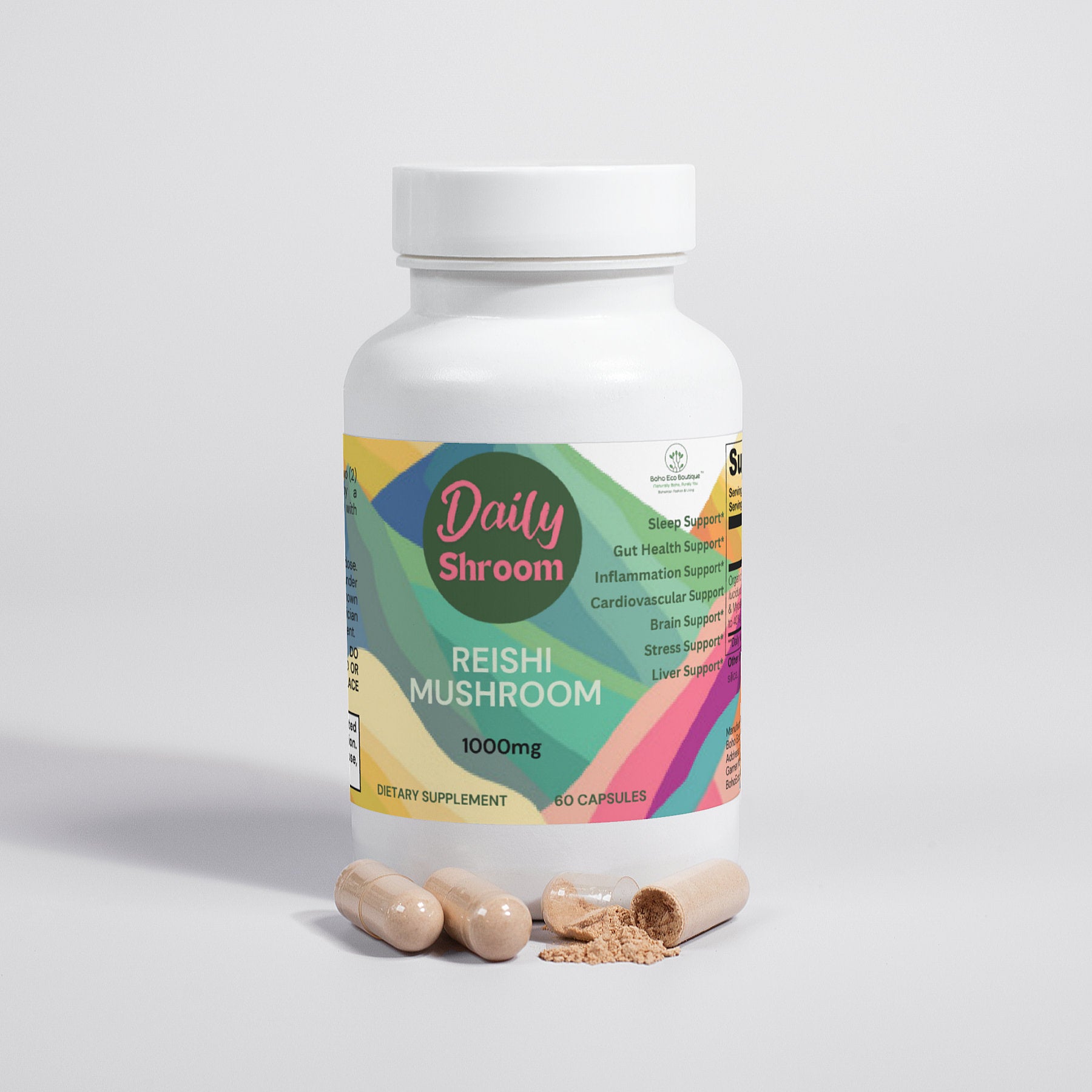 Daily Shroom by Boho Eco Boutique | Premium Reishi Mushroom Capsules | Natural Energy, Stamina & Immune Support – Vegan, Non-GMO, Adaptogenic Supplement for Performance & Endurance – 60 Count