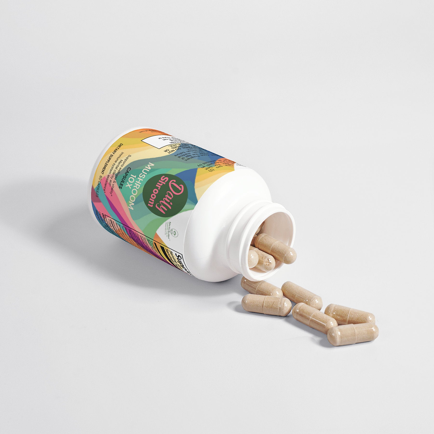 Daily Shroom Mushroom Complex 10 X Chaga, Cordyceps, Reishi, Lion’s Mane, White Button Mushroom, Shiitake Mushroom, Turkey Tail, Royal Sun, Black Fungus, Magnesium
