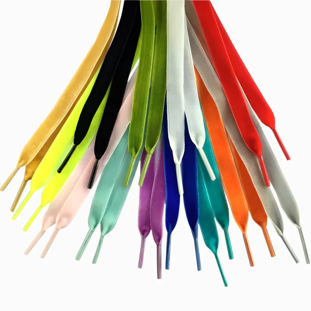 1cm Wide Velvet Ribbon Flat Shoelaces - Fantastic Replacement Laces for Sneakers & Sports Shoes 120cm/47 Inch Length
