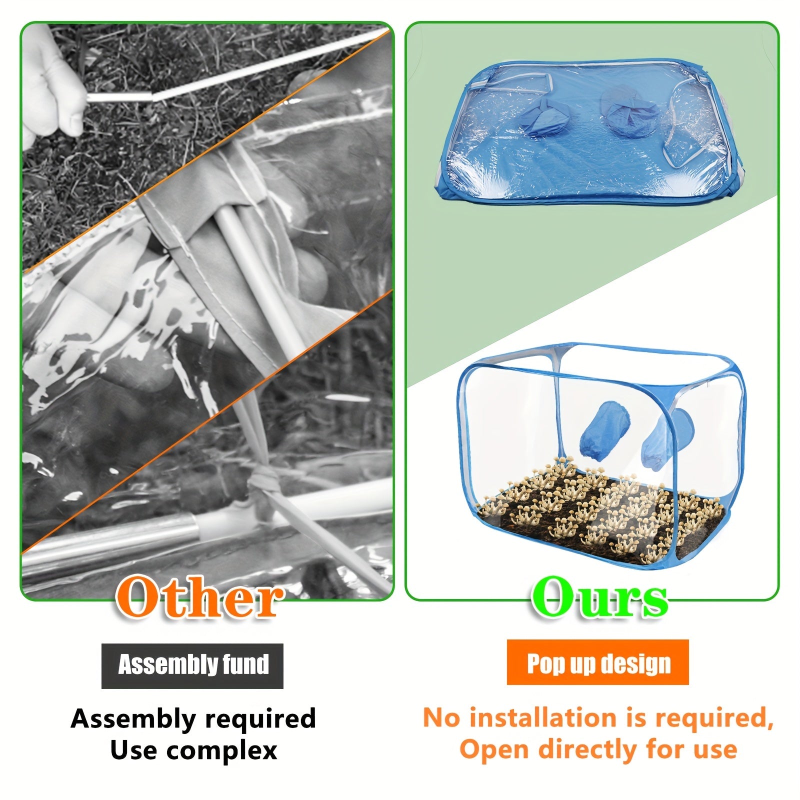 1pc PVC Mushroom Growing Still Air Box – Portable Foldable Pop Up Mushroom Grow Tent - Mushroom Growing Tent