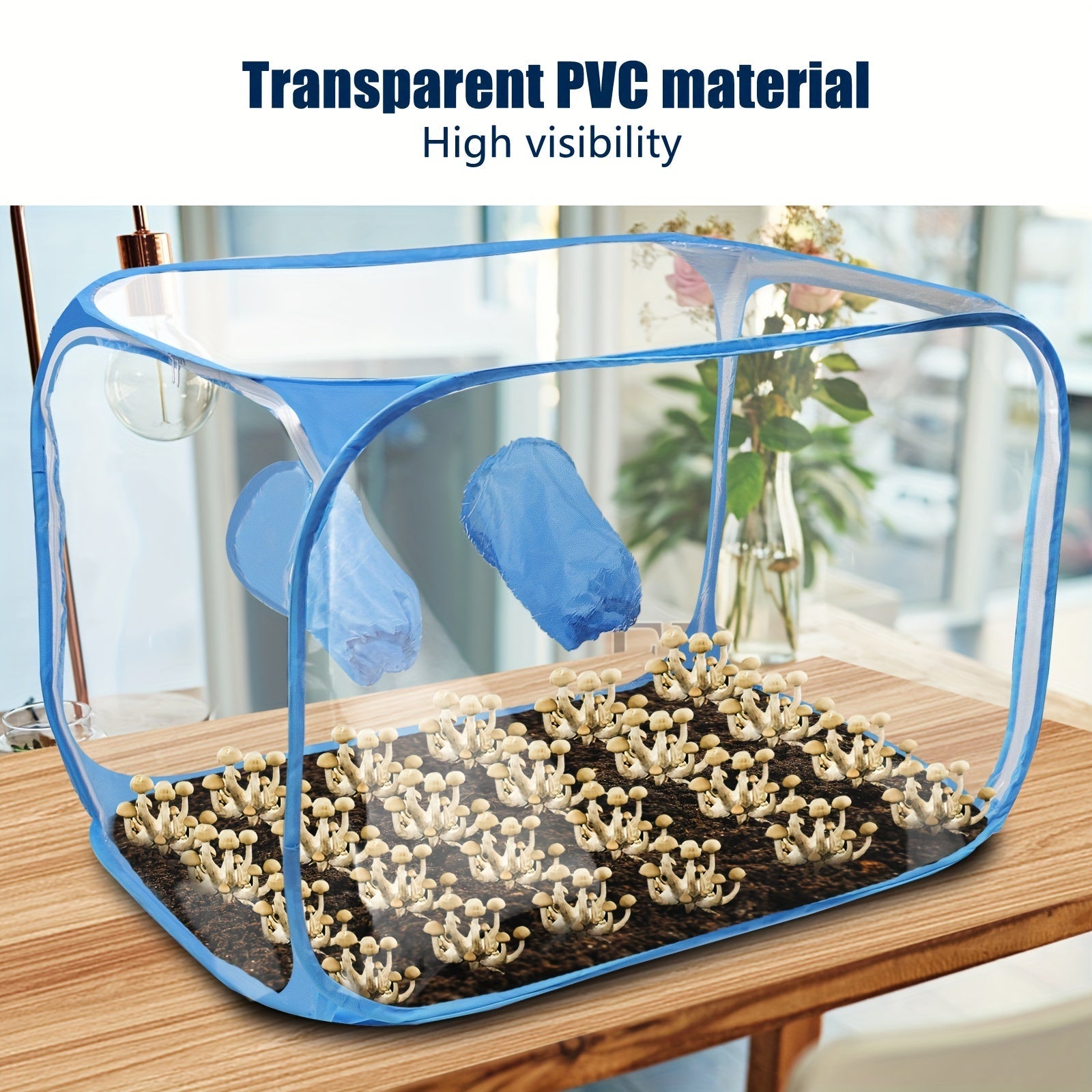 1pc PVC Mushroom Growing Still Air Box – Portable Foldable Pop Up Mushroom Grow Tent - Mushroom Growing Tent