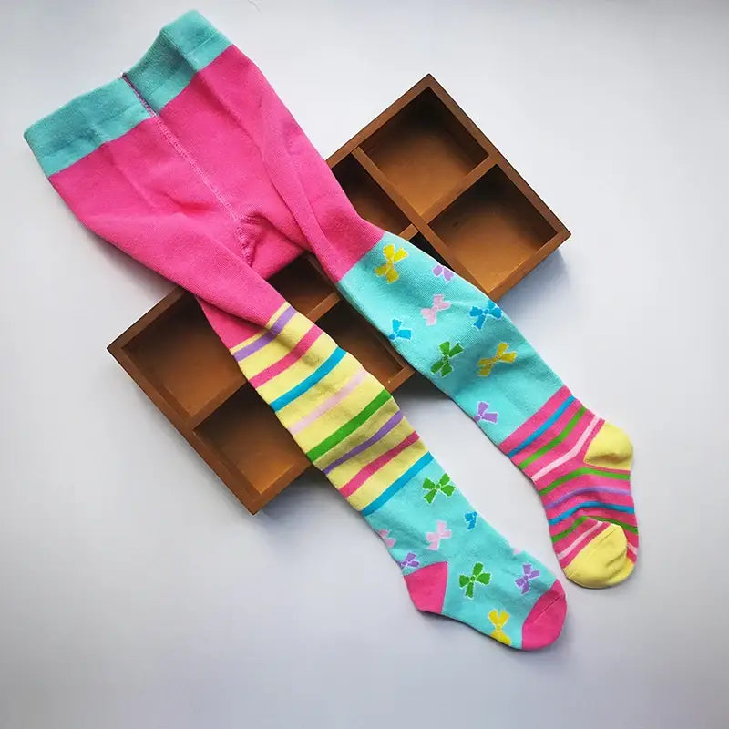 2-12 Years Spring Autumn Children Striped Socks Tights Baby Girl Cotton Knitted Kids Stocking Baby Cute Tights - color