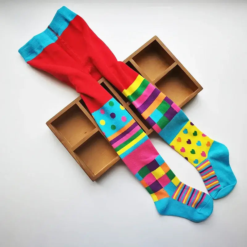 2-12 Years Spring Autumn Children Striped Socks Tights Baby Girl Cotton Knitted Kids Stocking Baby Cute Tights - color