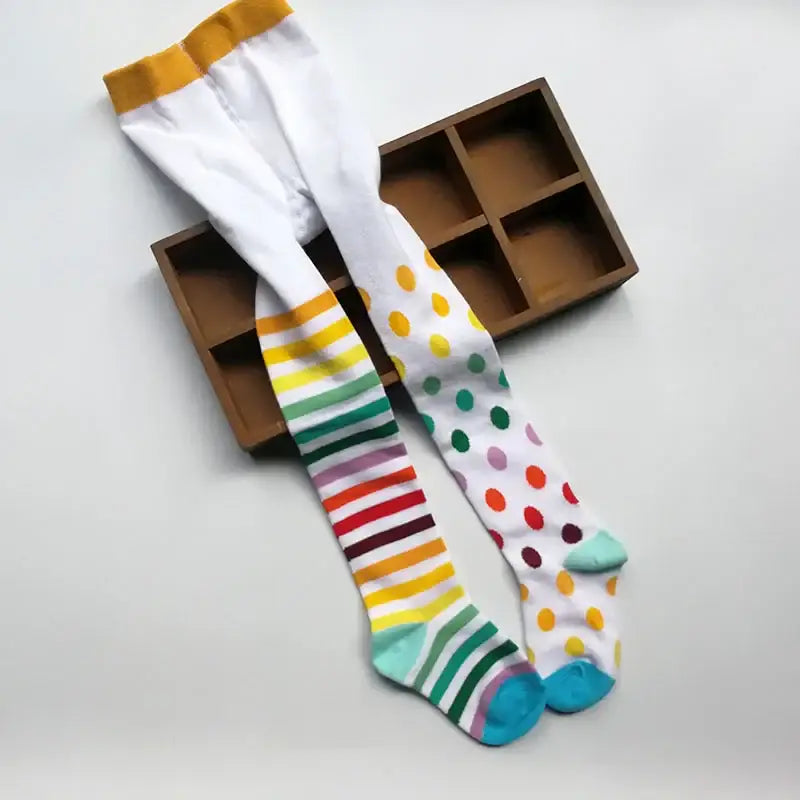 2-12 Years Spring Autumn Children Striped Socks Tights Baby Girl Cotton Knitted Kids Stocking Baby Cute Tights - color
