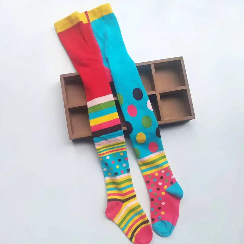 2-12 Years Spring Autumn Children Striped Socks Tights Baby Girl Cotton Knitted Kids Stocking Baby Cute Tights - color