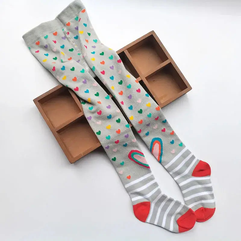 2-12 Years Spring Autumn Children Striped Socks Tights Baby Girl Cotton Knitted Kids Stocking Baby Cute Tights - color