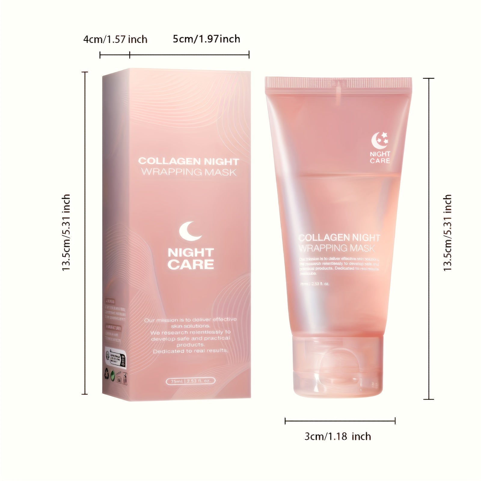 2-Pack Unisex Adult Collagen Wrapping Night Mask with Nicotinamide & Hyaluronic Acid - Paraben-Free Moisturizing &