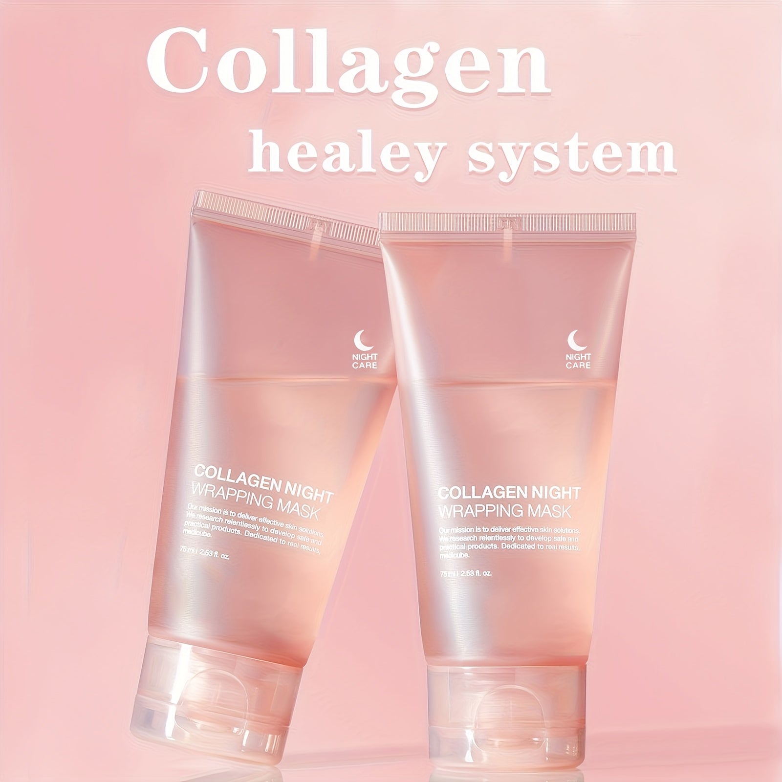 2-Pack Unisex Adult Collagen Wrapping Night Mask with Nicotinamide & Hyaluronic Acid - Paraben-Free Moisturizing &