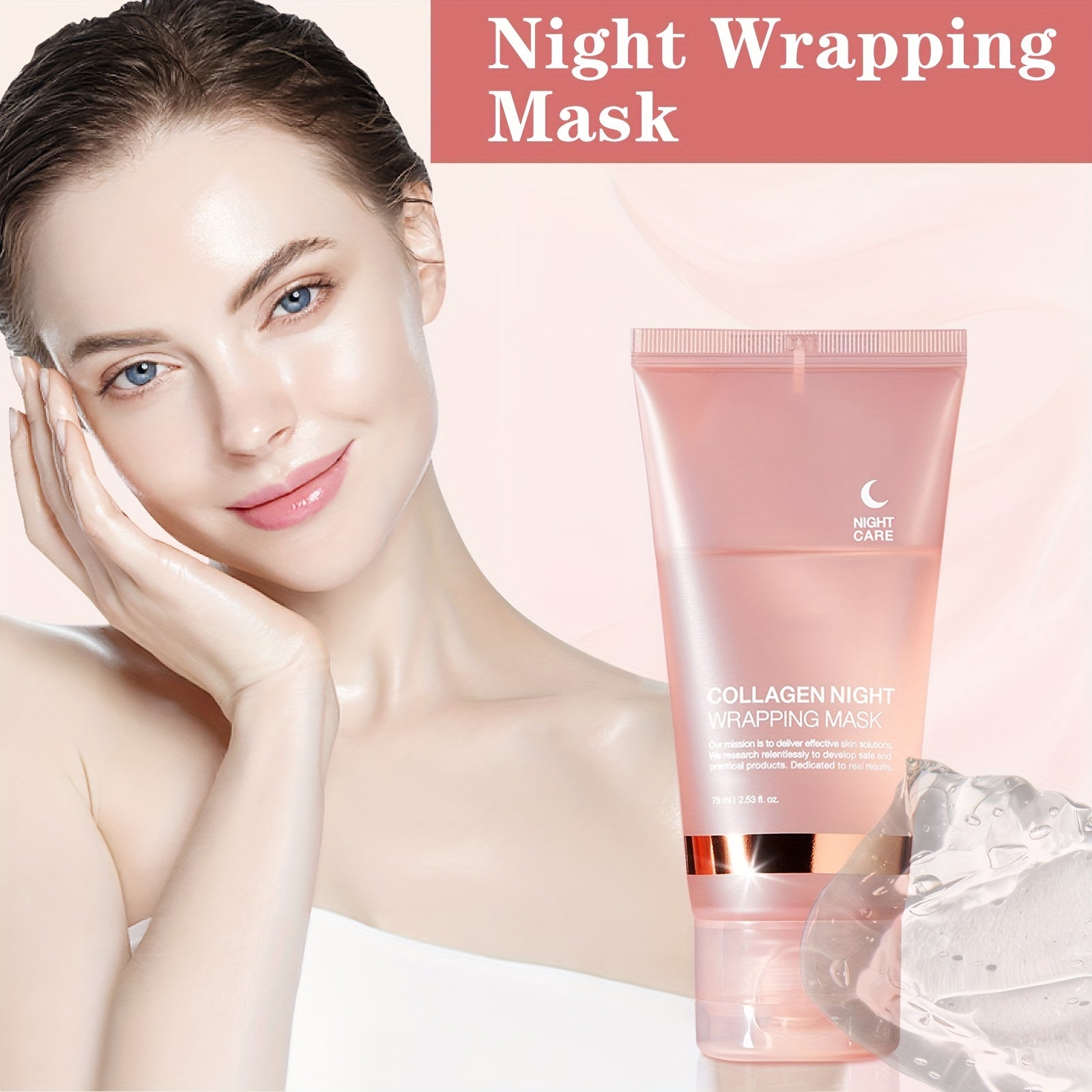 2-Pack Unisex Adult Collagen Wrapping Night Mask with Nicotinamide & Hyaluronic Acid - Paraben-Free Moisturizing &