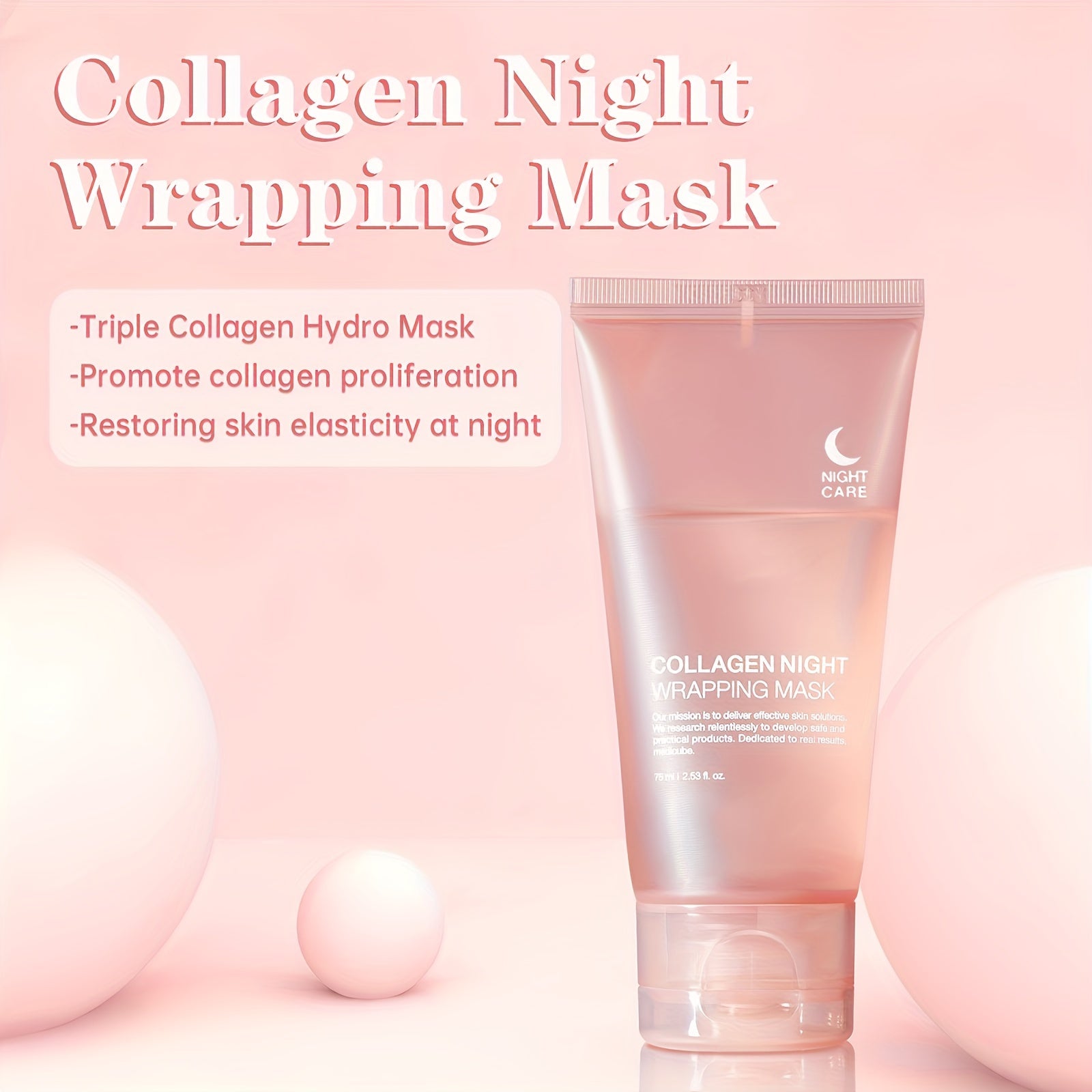 2-Pack Unisex Adult Collagen Wrapping Night Mask with Nicotinamide & Hyaluronic Acid - Paraben-Free Moisturizing &
