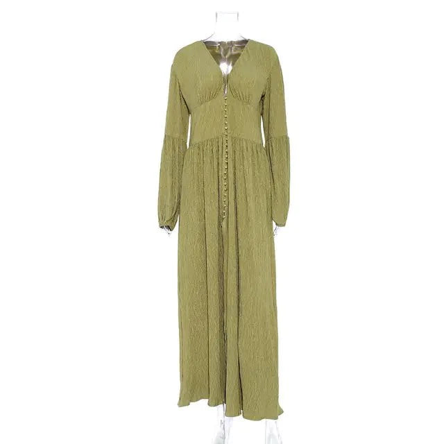 dress - 2023 Femme Boho Maxi Dress - Boho Eco Boutique™ - dress - Boho Eco Boutique™ - Green - Small - 