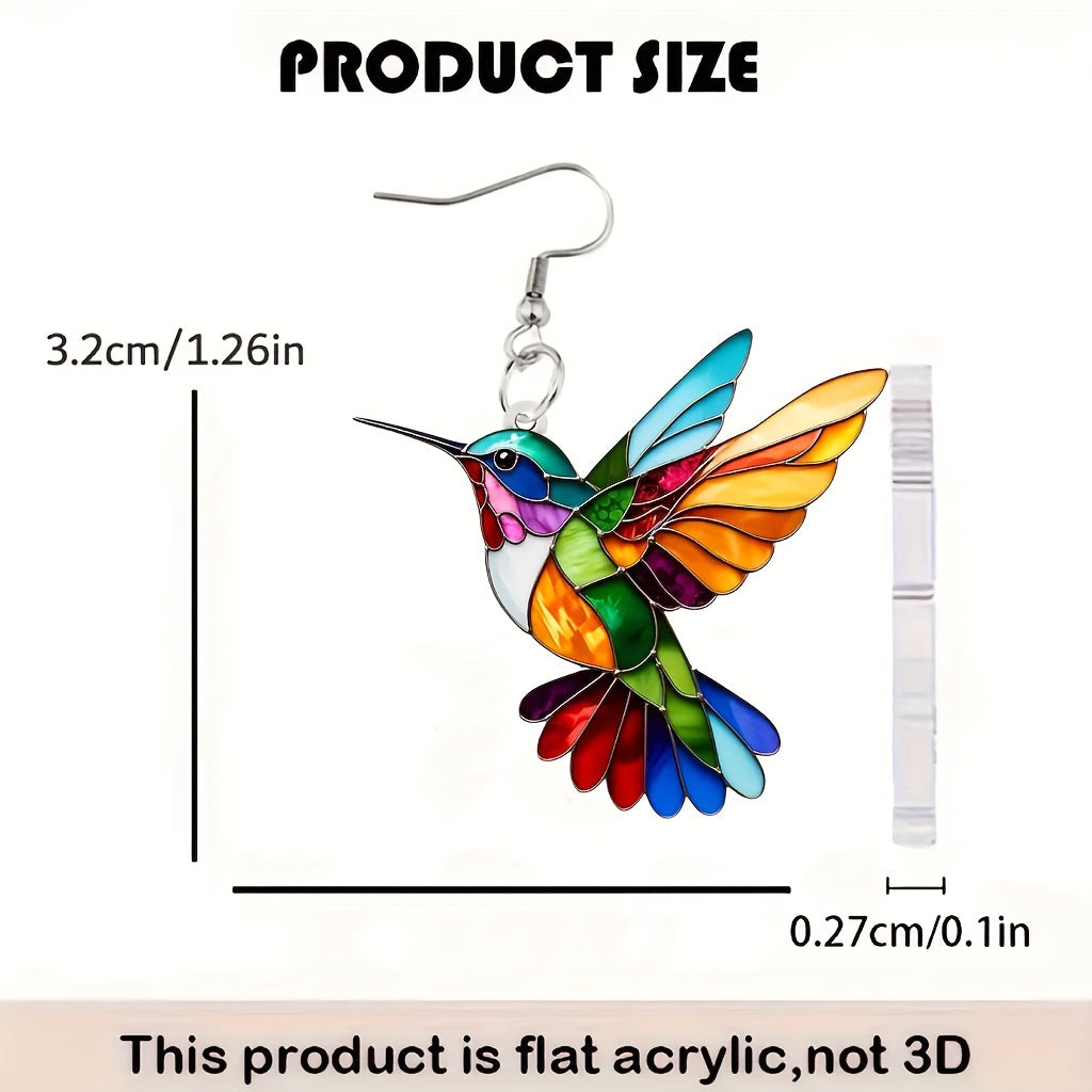 Handmade Boho-Chic Acrylic Hummingbird Earrings – Vibrant, Colorful & Perfect for Every Occasion