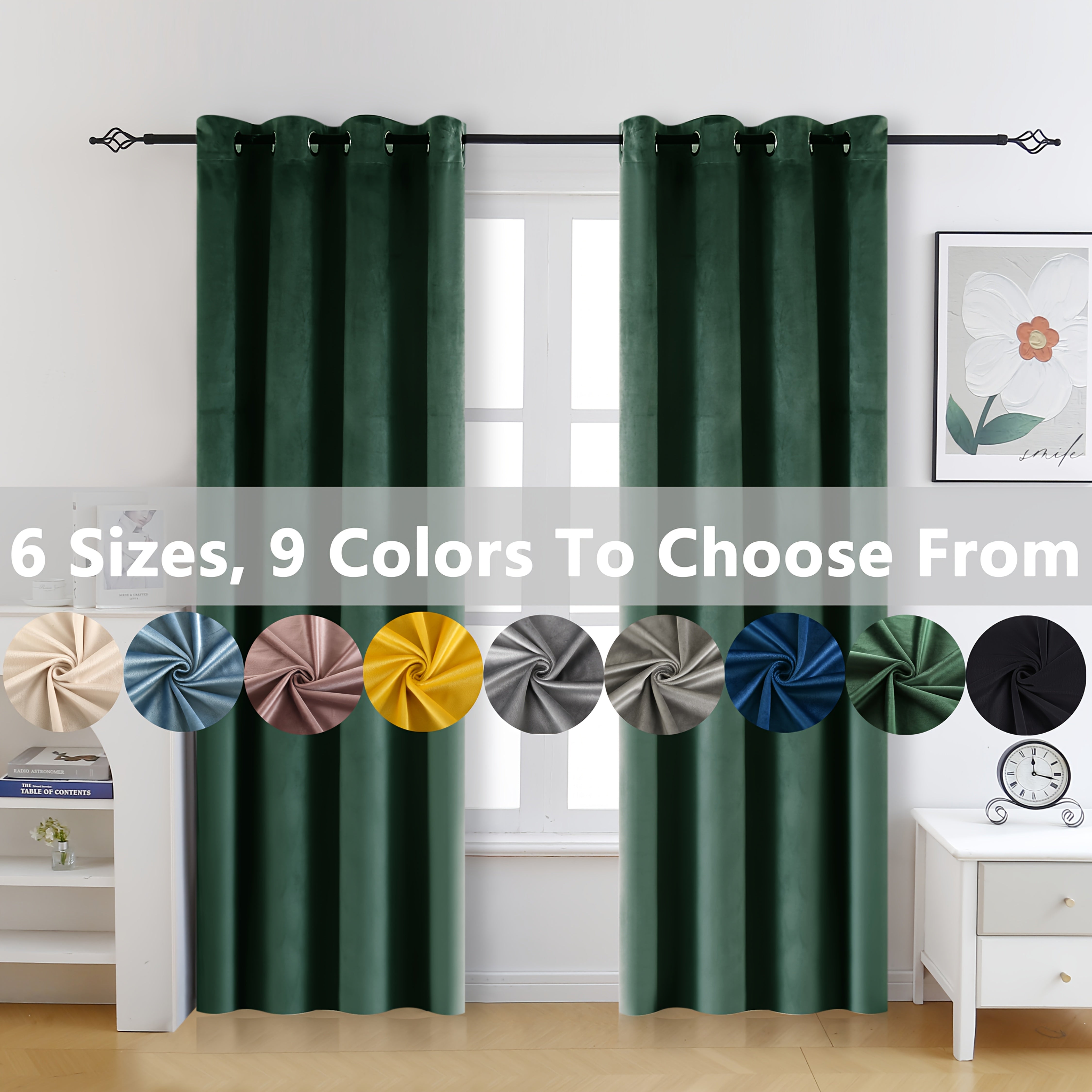 2pcs/1set Velvet Fabric Semi-Blackout Warm and Insulating Curtains Suitable for Bedroom Living Room and Other