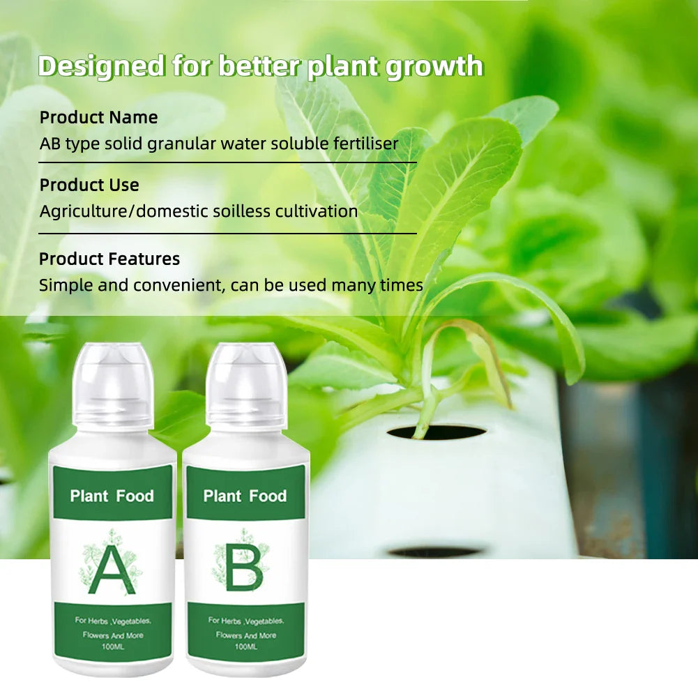 2PCS/Box General Hydroponic Nutrient Liquid A and B Fertilizer Solution Kit – 200ML – Essential Plant Food for Flowers