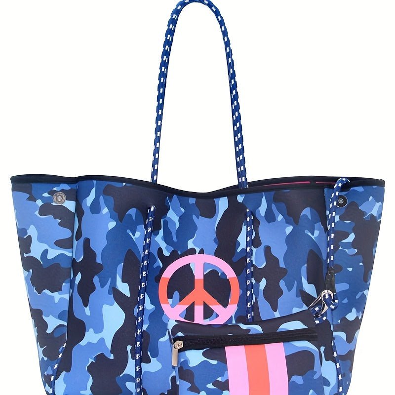 customized - 2Piece Striped Neoprene Beach Tote Bags Magnet Closure - Boho Eco Boutique™ - customized - Boho Eco Boutique™ - 113# - 