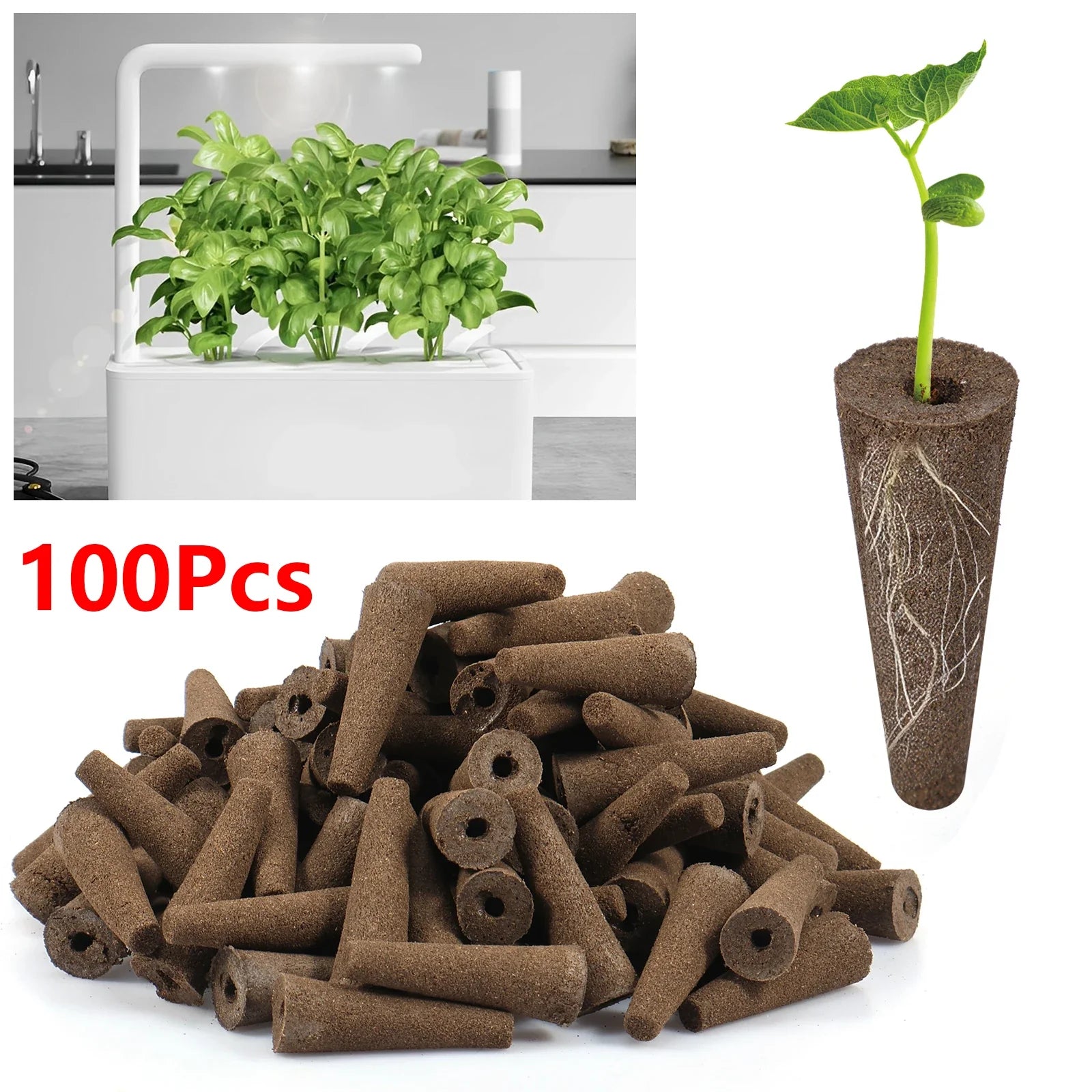 50/100pcs Garden Seed Nursery Sponges – Soilless Hydroponic Cultivation Growth Sponges for Indoor Garden Plant System &