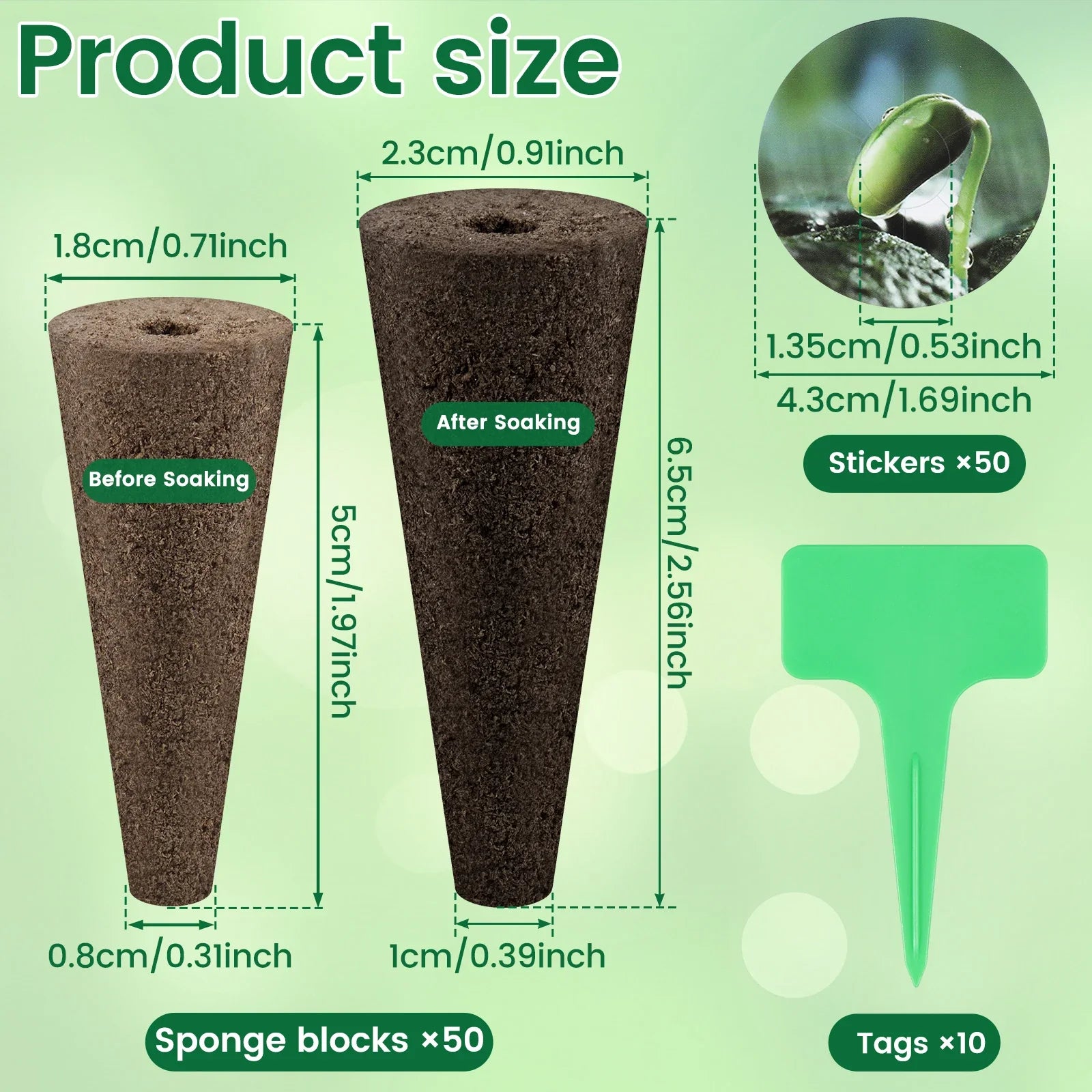 50/100pcs Garden Seed Nursery Sponges – Soilless Hydroponic Cultivation Growth Sponges for Indoor Garden Plant System &