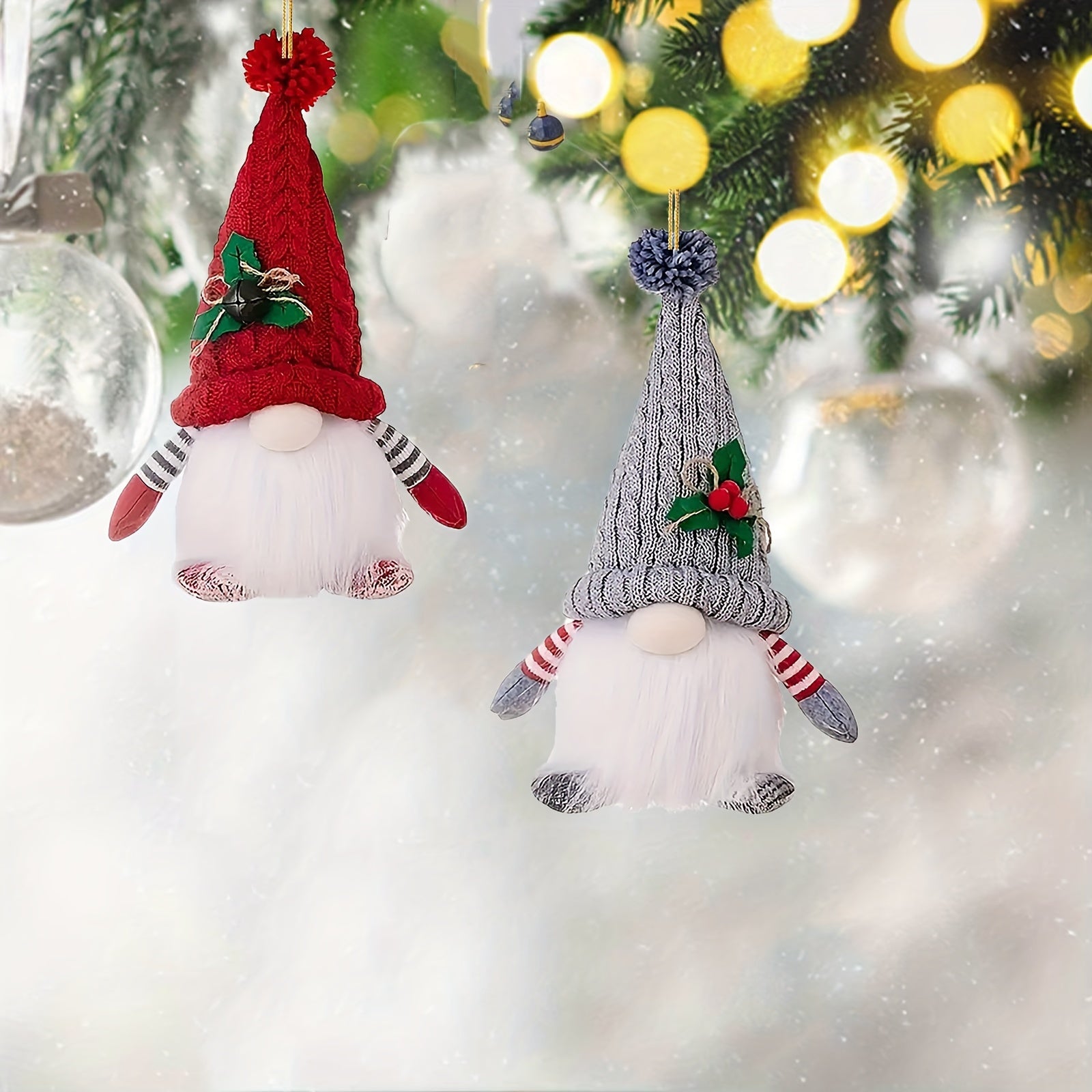 2pcs Elegant Acrylic Faceless Gnome Christmas Tree Ornaments - Festive Home & Party Decor, Perfect Holiday Gift
