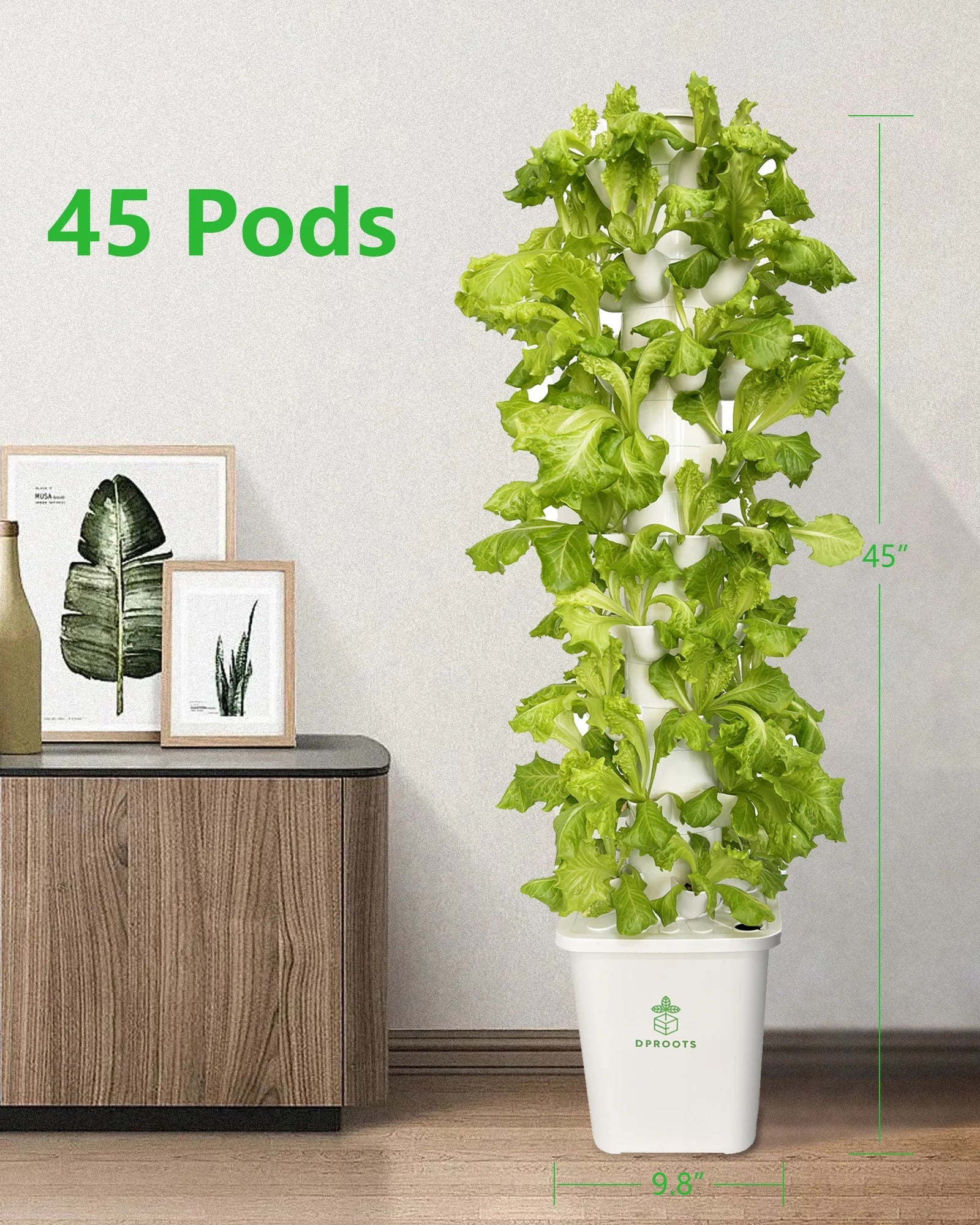 9-Layer 45 Pods Garden Hydroponic Growing Vertical Tower System – Indoor Greenhouse for Herb and Vegetable Planting