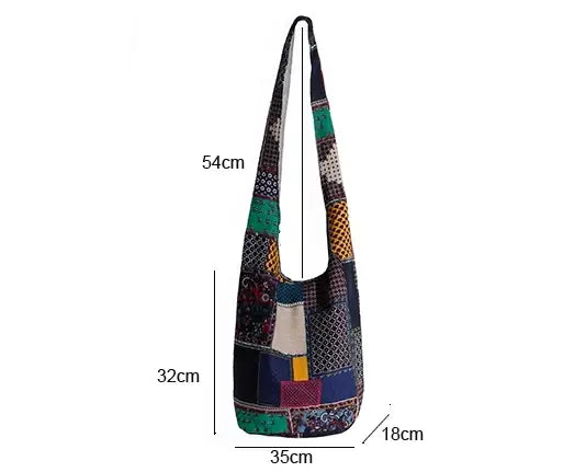 Bohemian Hippie Bag Women Shoulder Crossbody Bags Cotton Women’s Handbags Books School Travel Bucket Bag