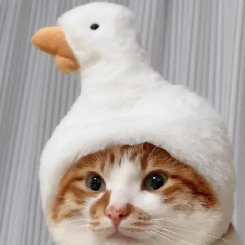 Funny Plush Pet Headband - Panda, Pig, Chick Cosplay Hat for Cats & Dogs, Warm Pet Costume Headdress