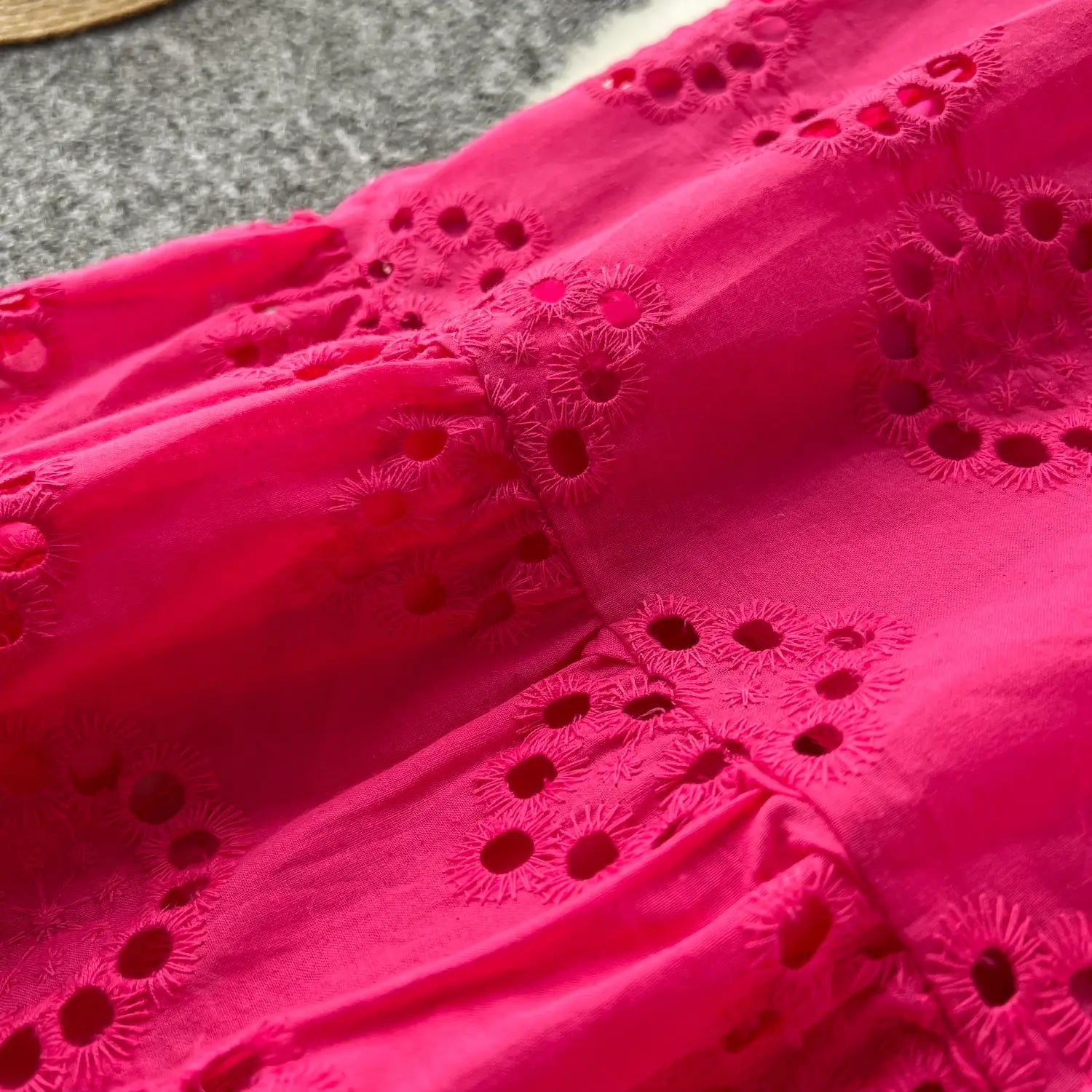 French Vintage cut out Embroidery bow Bandage slip Dress A-line Chic Casual Beach Vacation Women Summer dresses