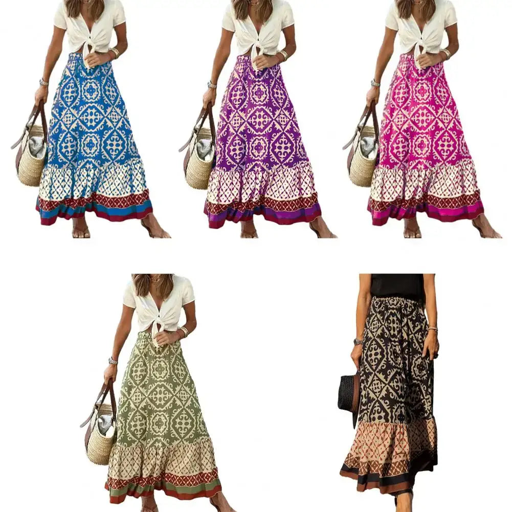 Eco Boho Chic High Waist Colorful Summer Maxi Skirt For Free Spirited Women