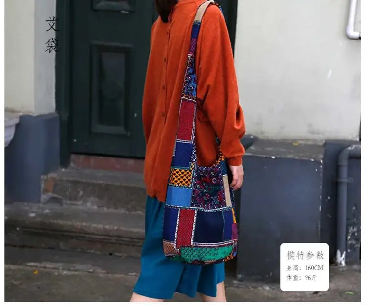 Bohemian Hippie Bag Women Shoulder Crossbody Bags Cotton Women’s Handbags Books School Travel Bucket Bag