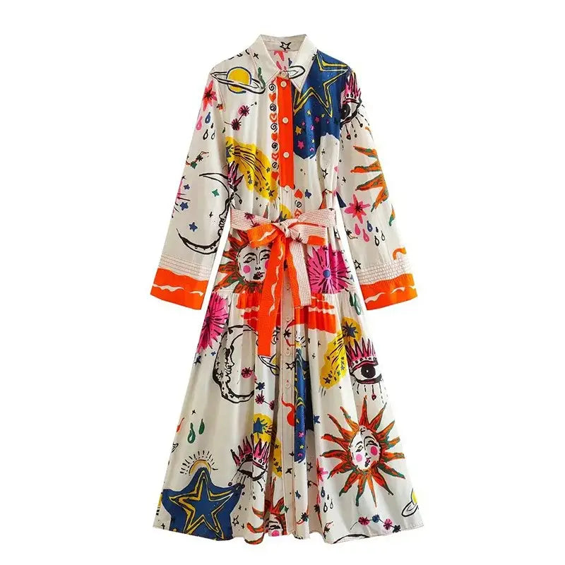 EcoChic Bohemian Vibrant Printed Long Sleeve and Breezy Loose Fit For Parties