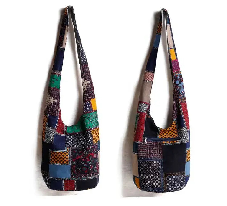 Bohemian Hippie Bag Women Shoulder Crossbody Bags Cotton Women’s Handbags Books School Travel Bucket Bag