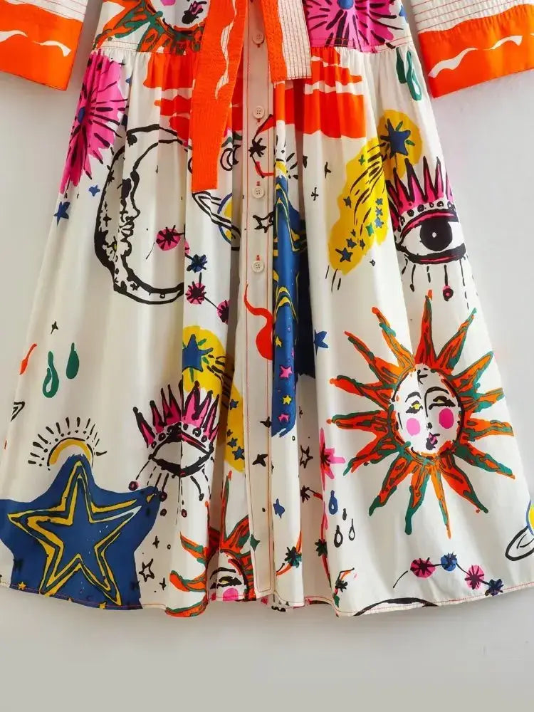 EcoChic Bohemian Vibrant Printed Long Sleeve and Breezy Loose Fit For Parties