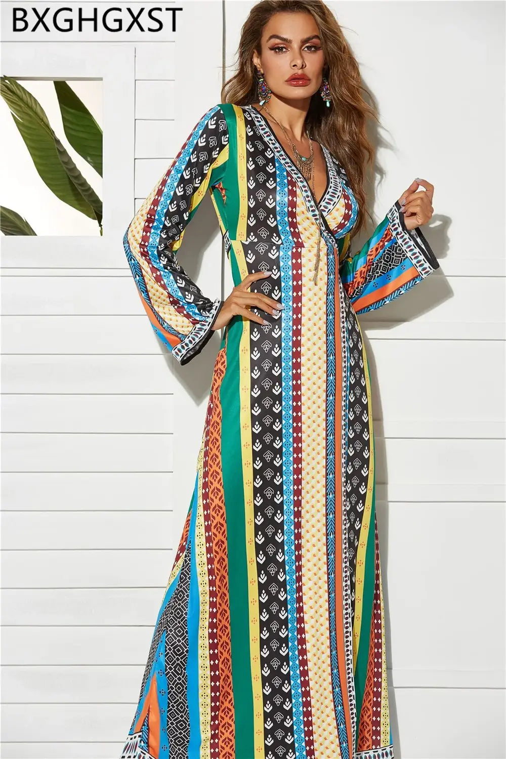 Boho Dress Long Vintage Ladies Summer Long Sleeve Dress Sexy 2024 Fashion Summer Clothes Beach Dresses Woman Party Night