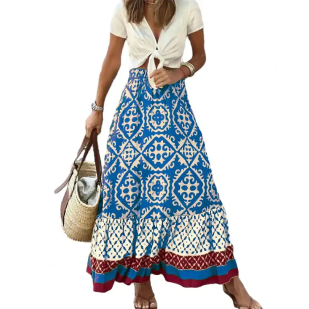 Eco Boho Chic High Waist Colorful Summer Maxi Skirt For Free Spirited Women