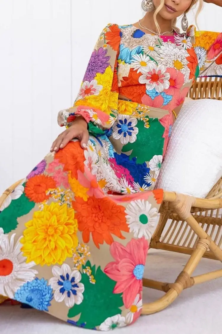 EcoBoho Serenity Dress Vibrant Autumn Dopamine Delight