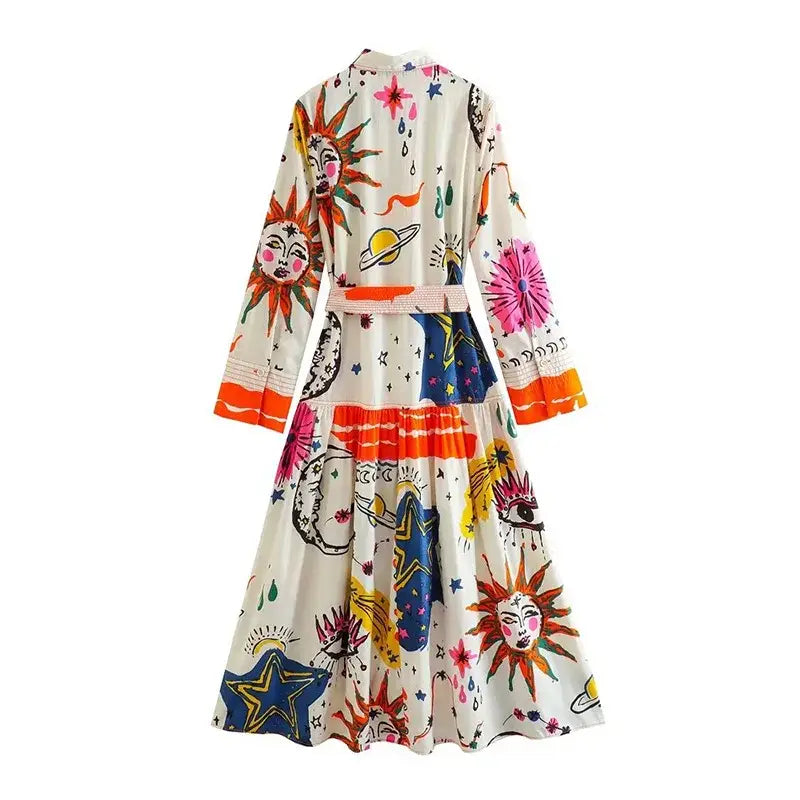 EcoChic Bohemian Vibrant Printed Long Sleeve and Breezy Loose Fit For Parties