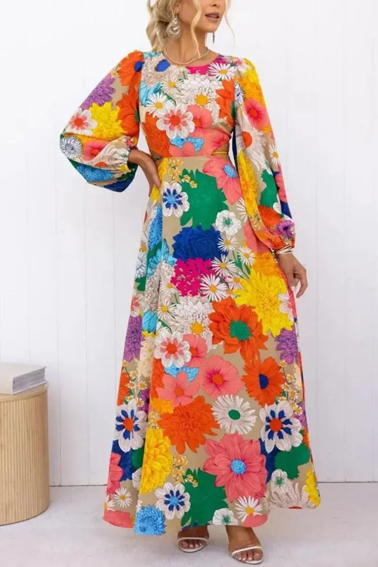 EcoBoho Serenity Dress Vibrant Autumn Dopamine Delight
