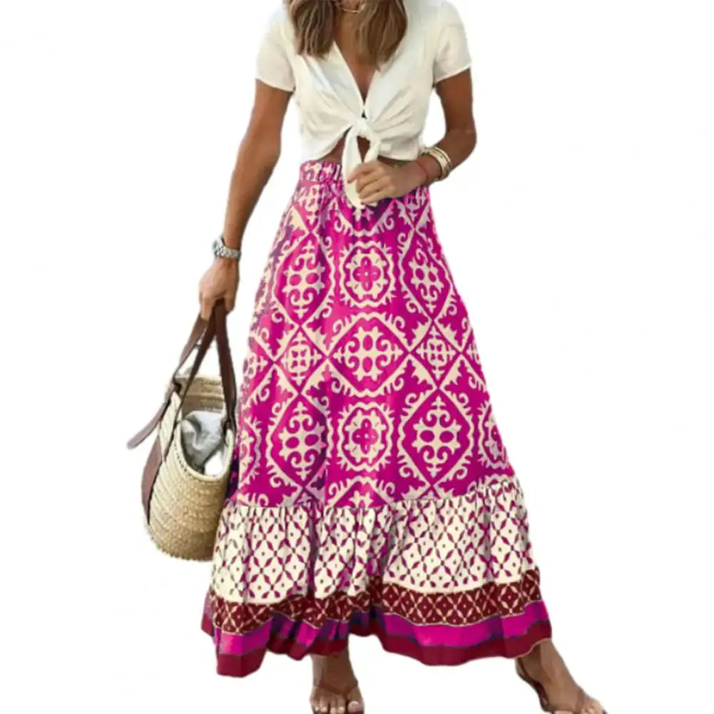 Eco Boho Chic High Waist Colorful Summer Maxi Skirt For Free Spirited Women
