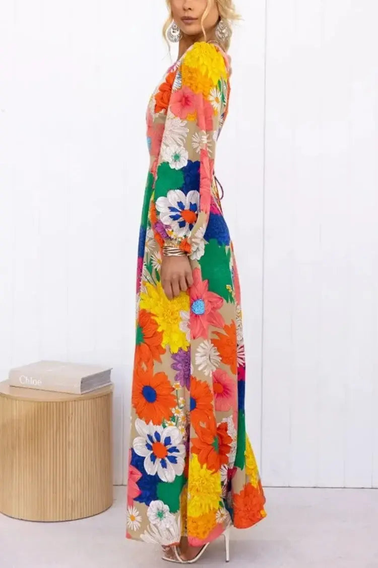 EcoBoho Serenity Dress Vibrant Autumn Dopamine Delight