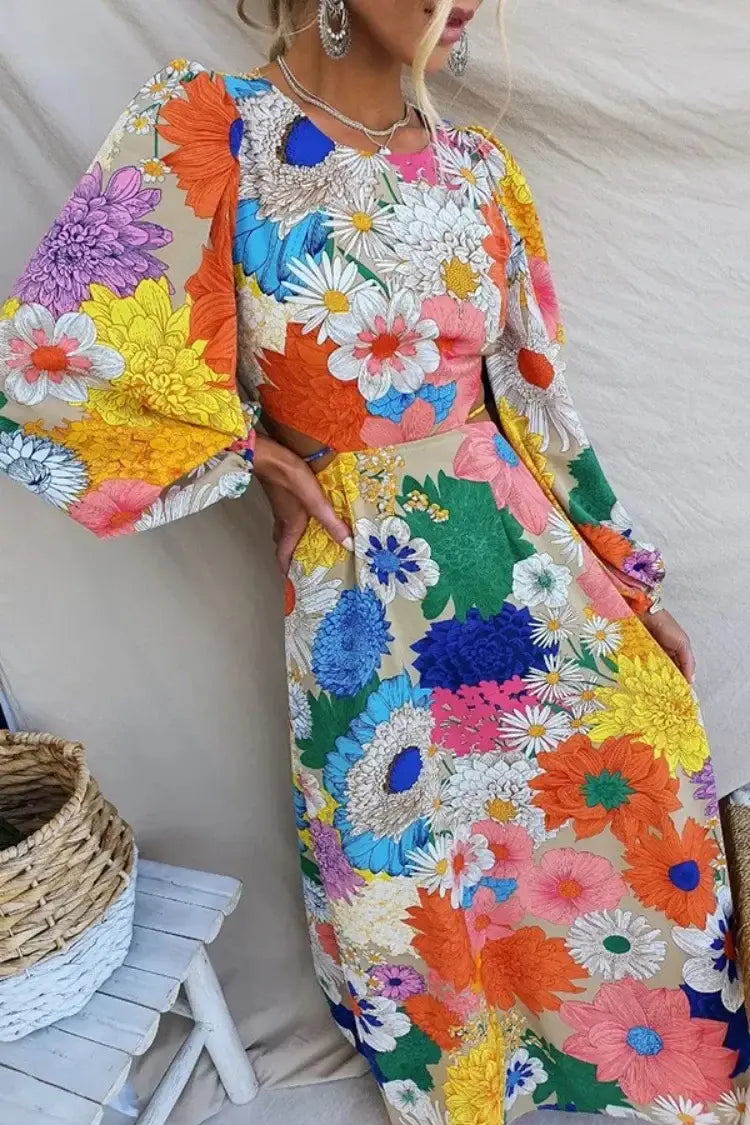 EcoBoho Serenity Dress Vibrant Autumn Dopamine Delight